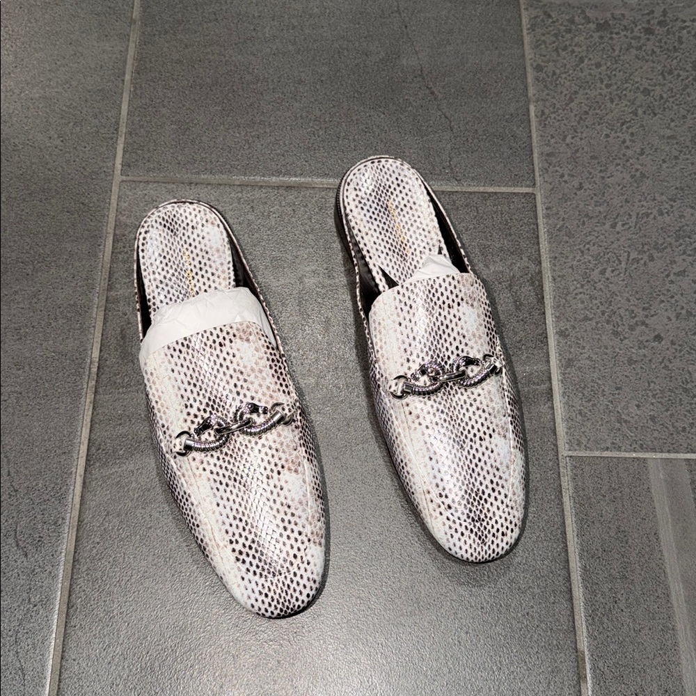 BRAND NEW! Tory Burch Jessa Backless Loafer Mule - Stamped Snake Leather - Sz 10